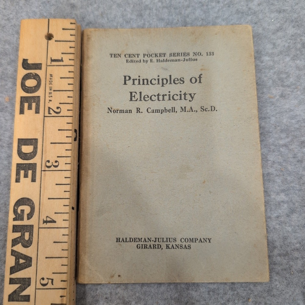 Principles of Electricity Norman R Campbell Haldeman-Julius Pocket Series No 133 - Picture 1 of 1